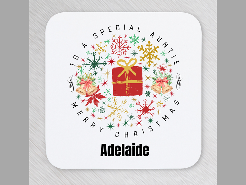 Christmas card with decorative elements and text on a white background