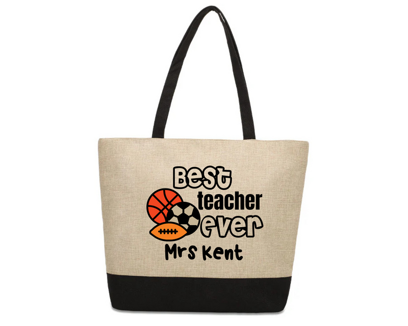 custom best teacher ever linen gift bag