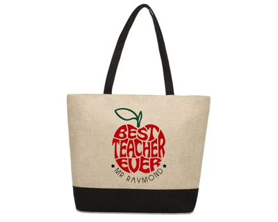 Linen jute bag for teacher