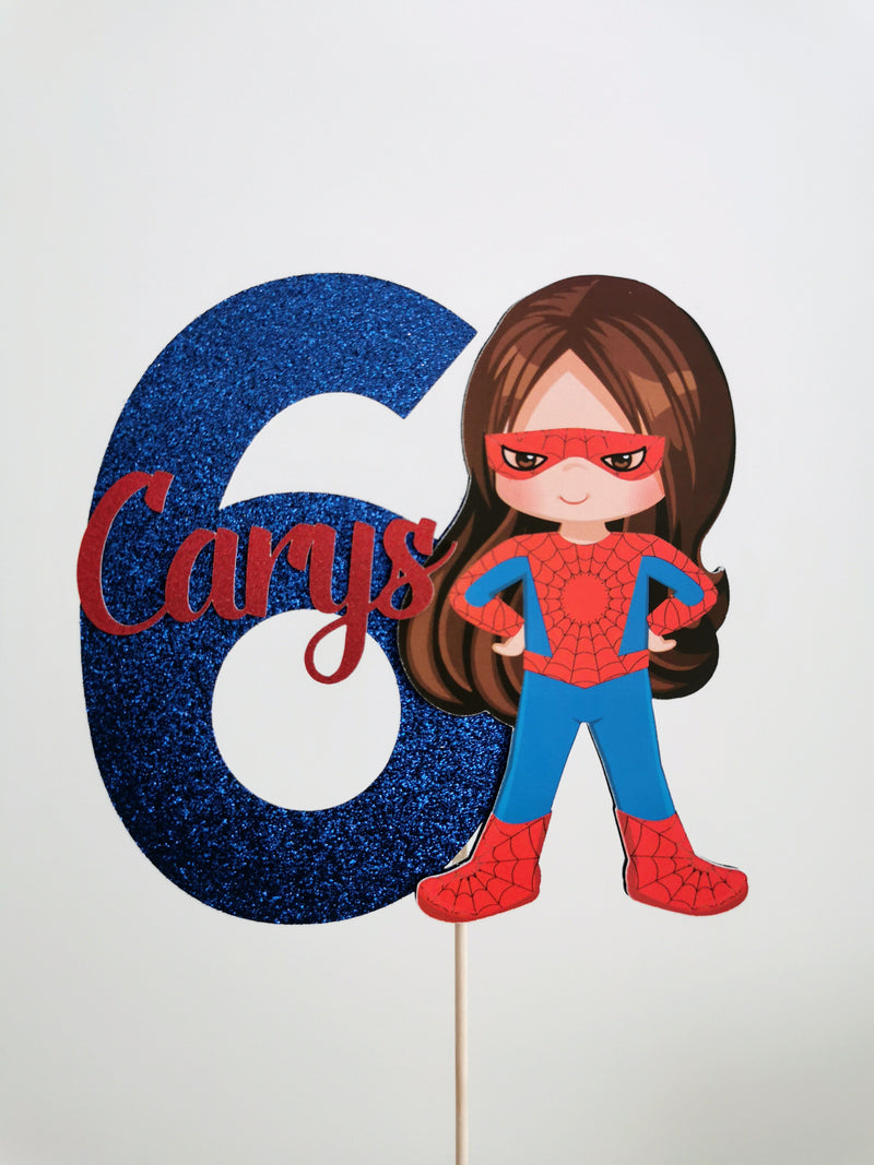 Personalised Superhero Spidergirl Cake topper