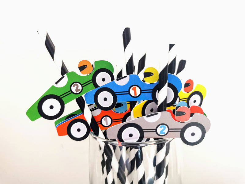 Custom Race Car themed Paper Straws