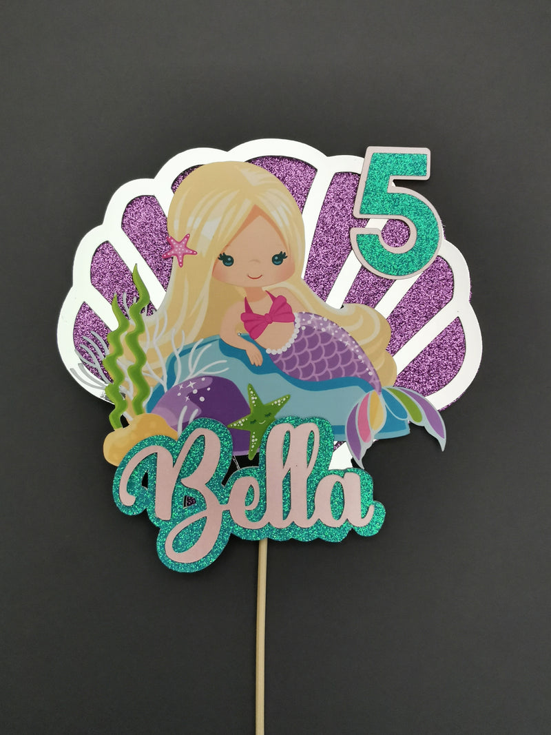 Personalised Mermaid on Clam Cake topper