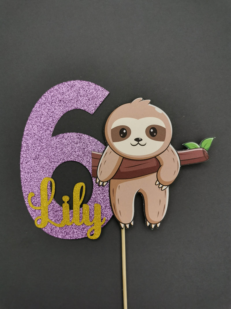 Personalised Sloth Cake topper