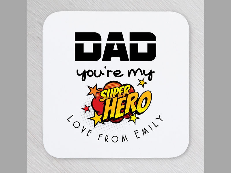 personalised superhero coaster for dad