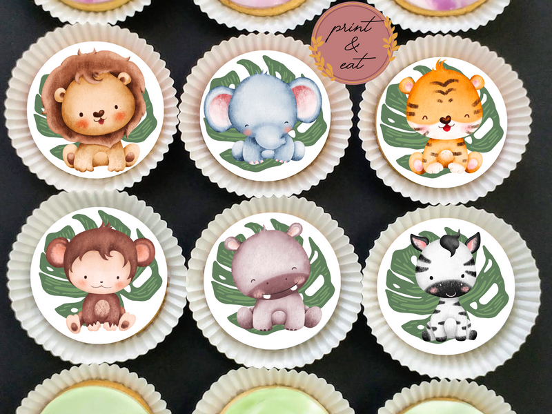 edible jungle animals cupcake toppers