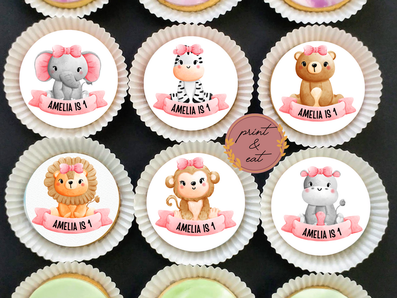 edible jungle animals cupcake toppers