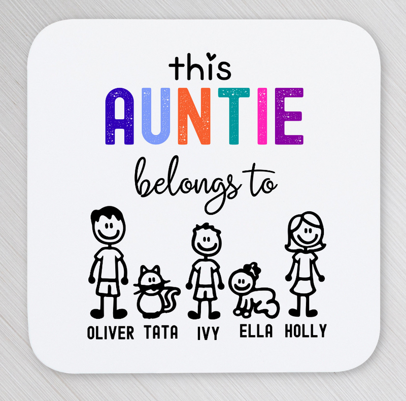 personalised auntie coaster