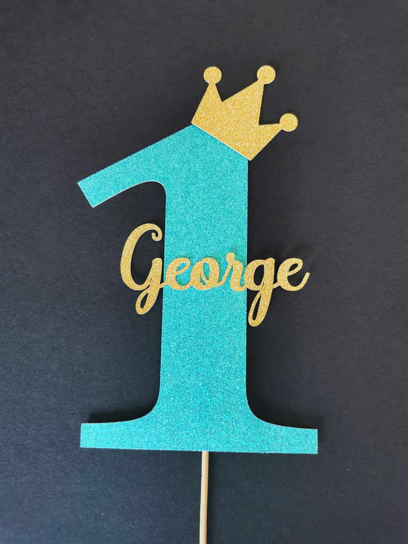 Personalised One Birthday Cake topper with crown