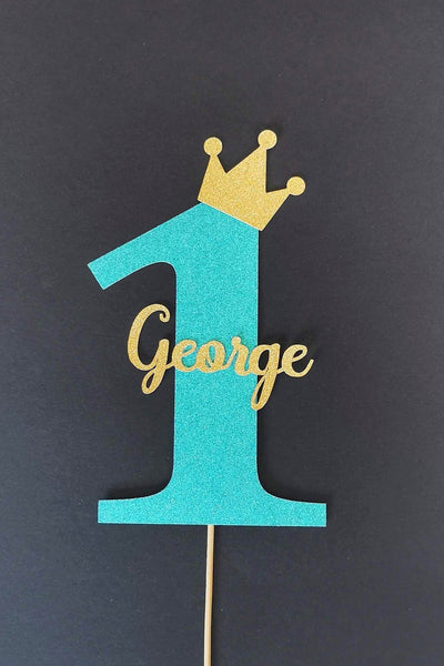 Personalised One Birthday Cake topper with crown