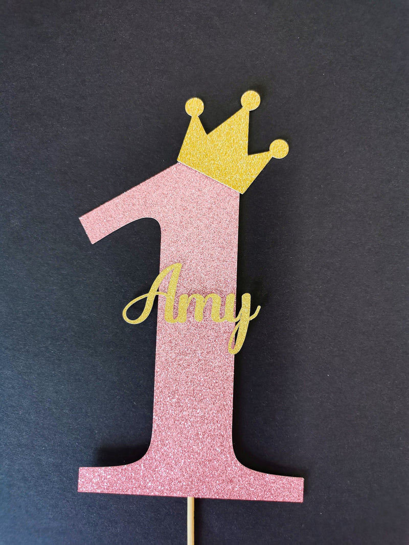Personalised One Birthday Cake topper with crown