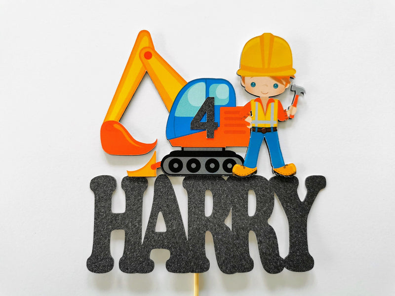 Construction cake topper