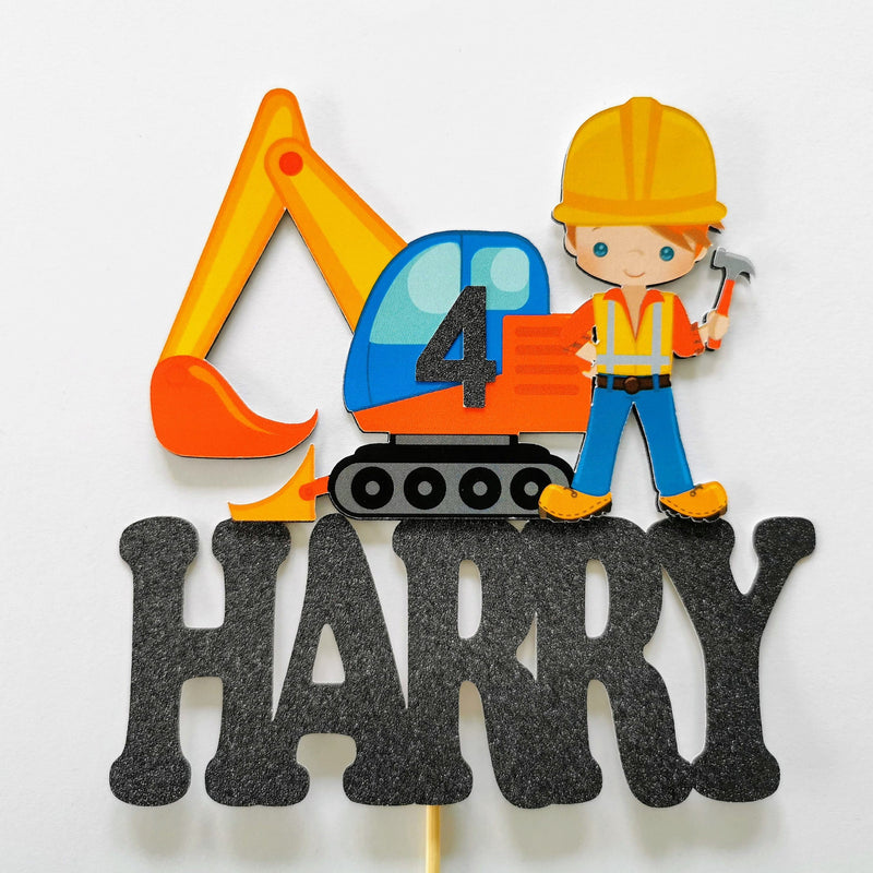 Personalised Construction Digger Cake topper