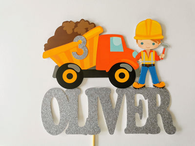 Personalised Construction Truck Cake topper