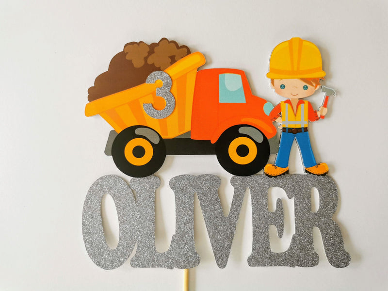 Personalised Construction Truck Cake topper