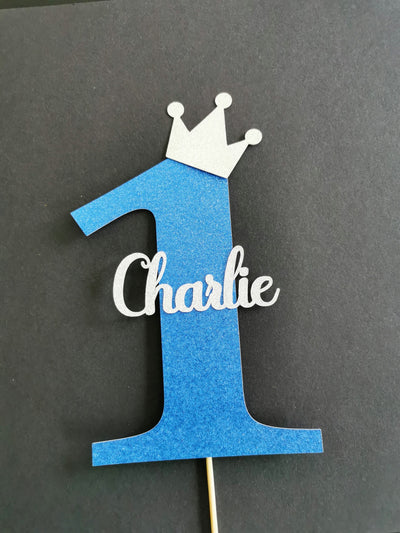 Personalised One Birthday Cake topper with crown