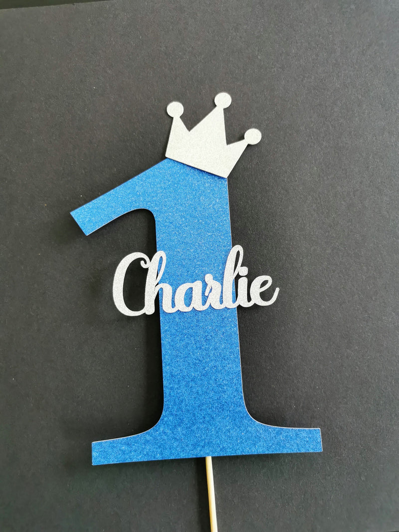 Personalised One Birthday Cake topper with crown