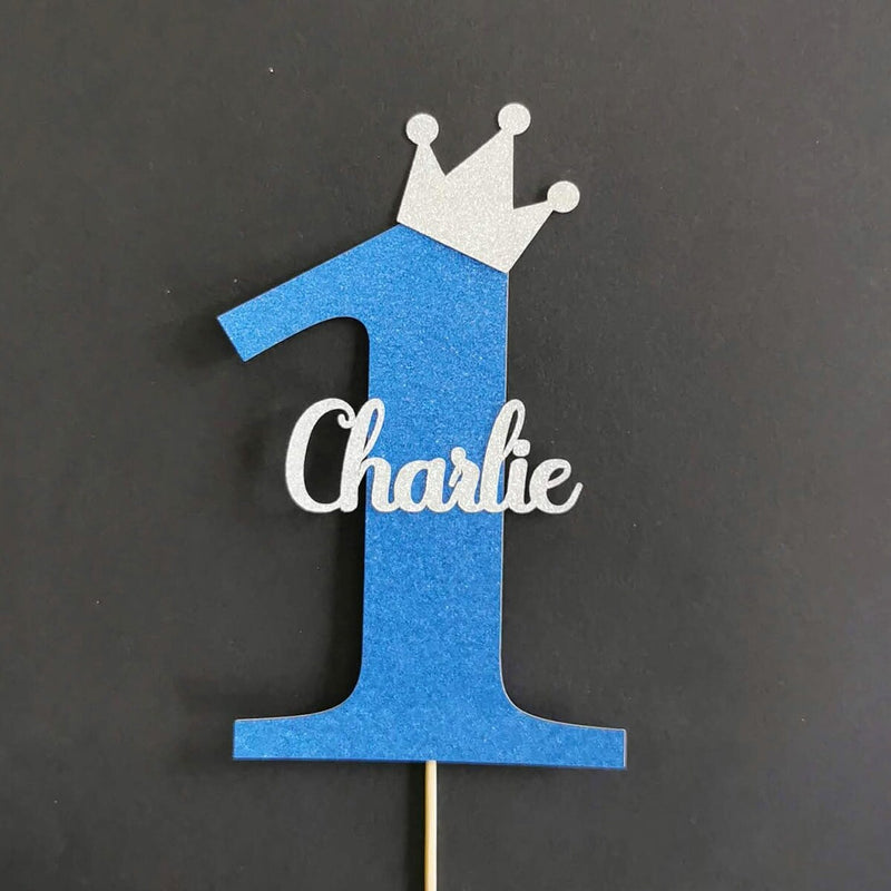 Personalised One Birthday Cake topper with crown