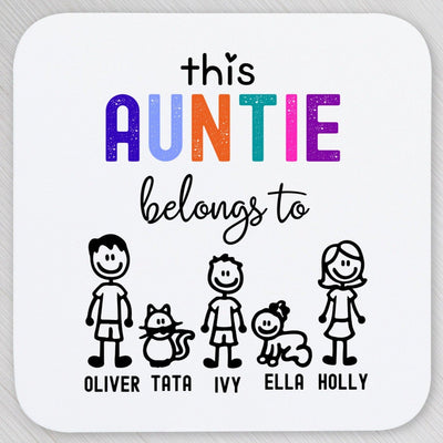 personalised auntie coaster 