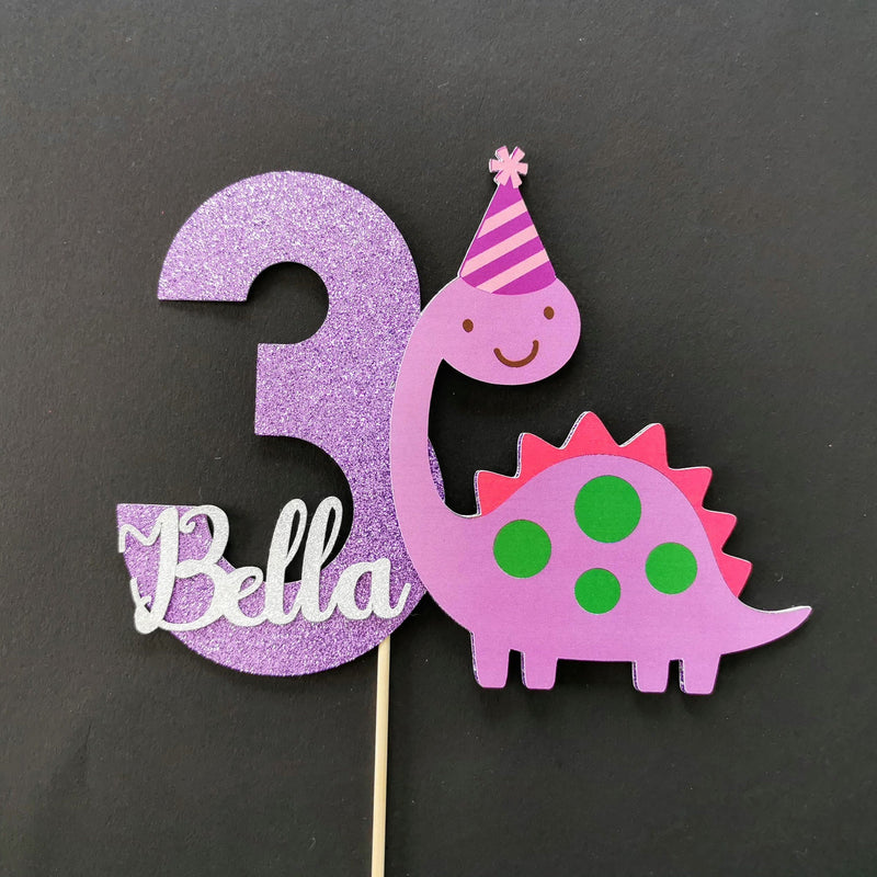 Personalised Purple Dinosaur Cake topper