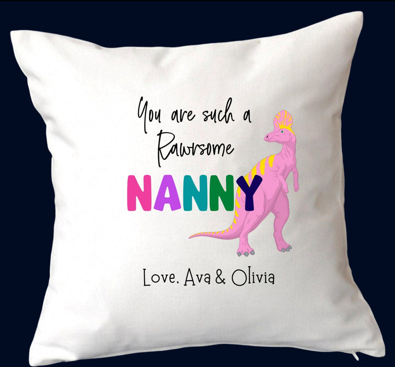personalised dinosaur cushion for nanny