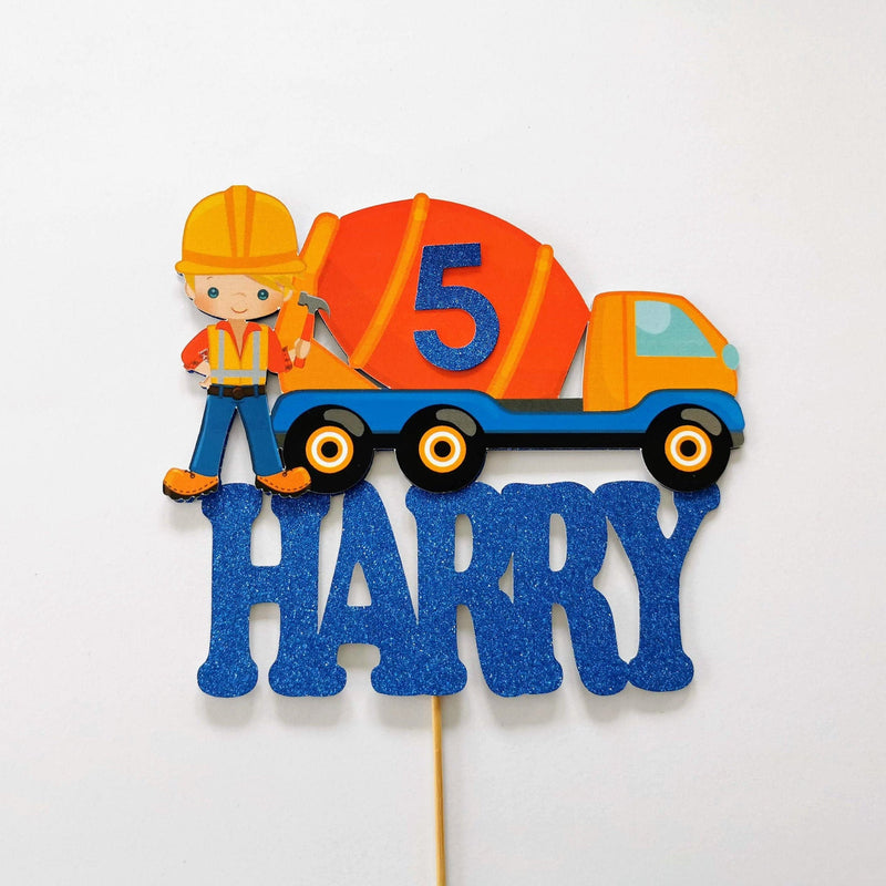 Personalised Construction Mixer Truck Cake topper