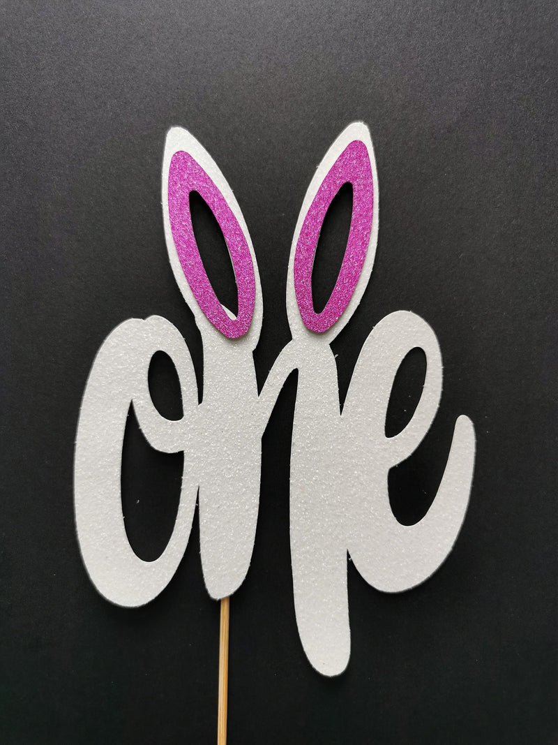 One Pink Bunny ears cake topper