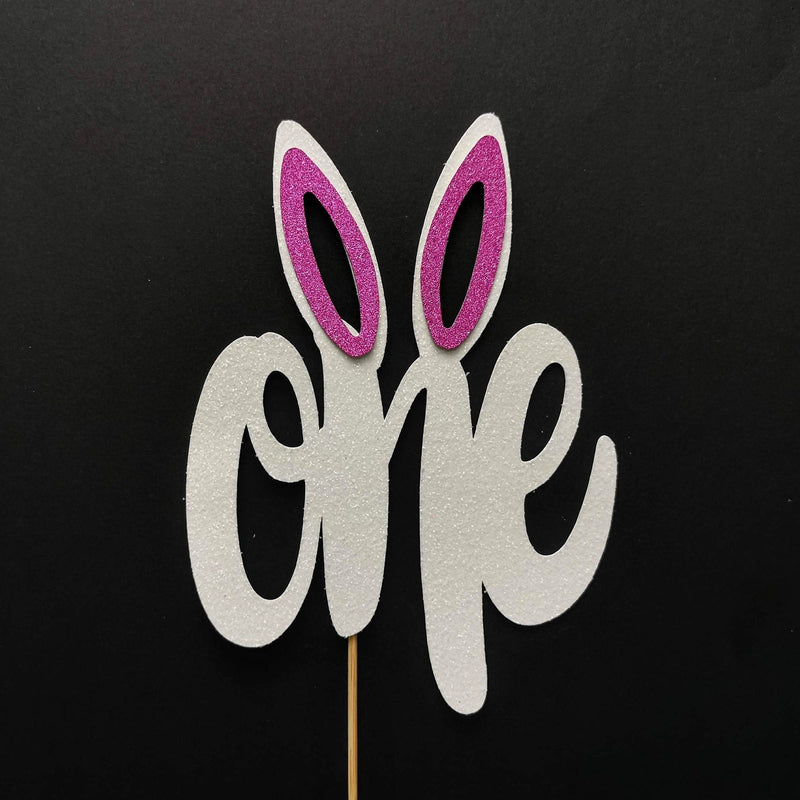 One Pink Bunny ears cake topper