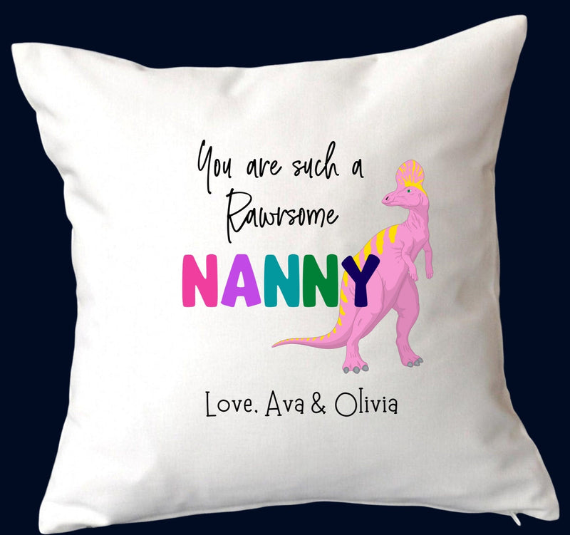 personalised dinosaur cushion for nanny