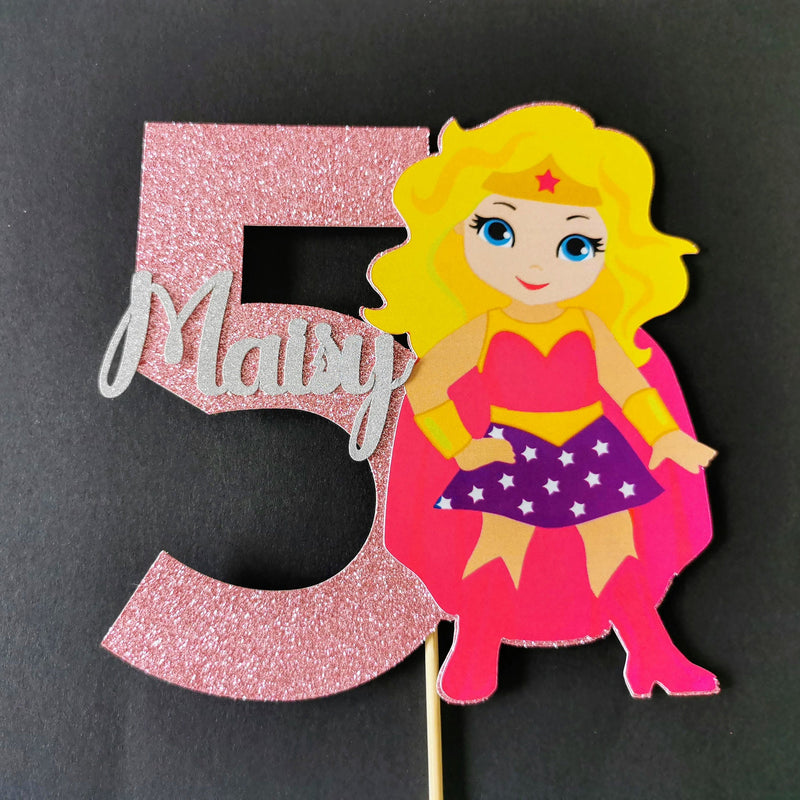 Personalised Superhero Girl Cake topper