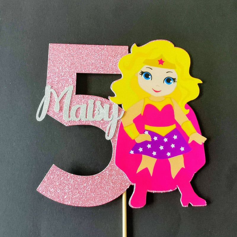 Personalised Superhero Girl Cake topper