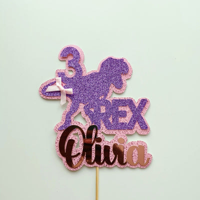 3 rex pink cake topper