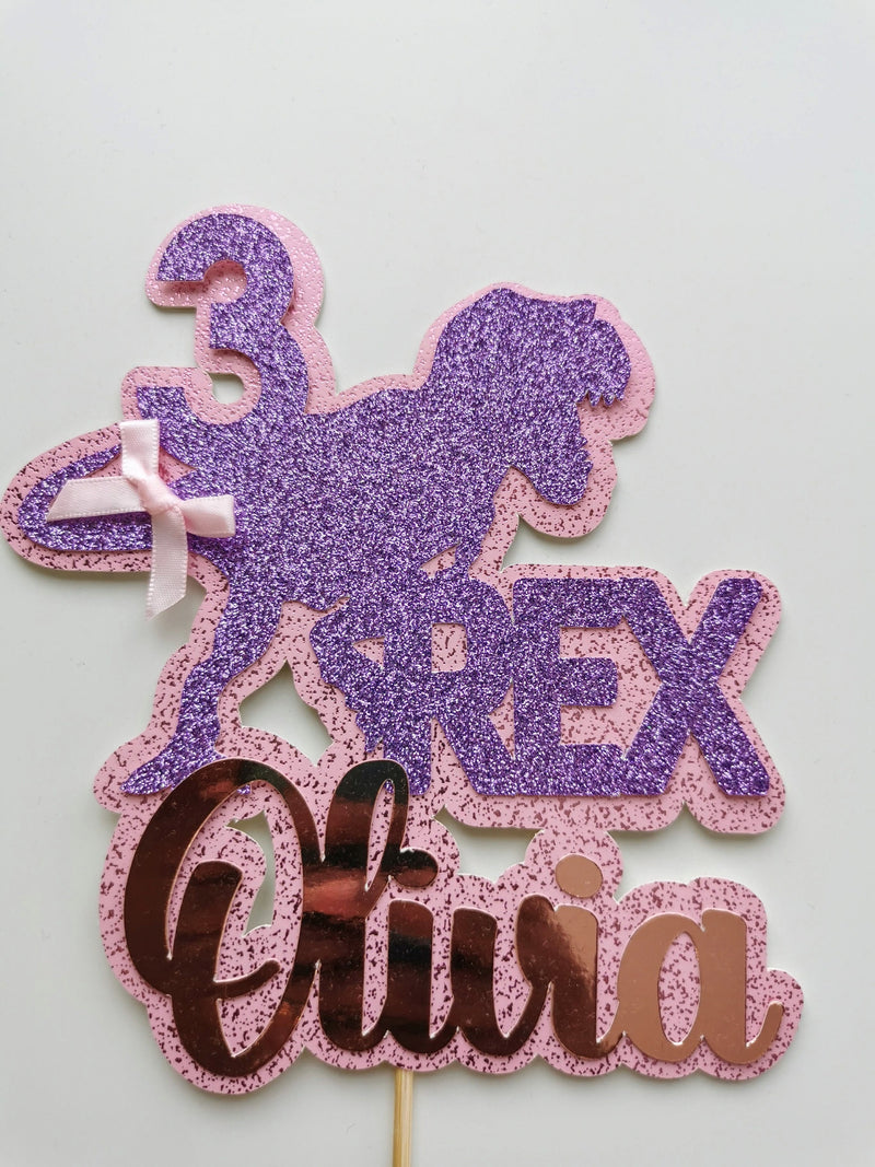 Personalised 3-Rex Dinosaur Cake topper