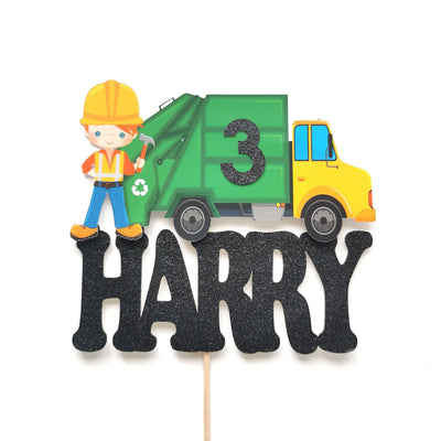 Personalised Recycling Rubbish Truck Cake topper