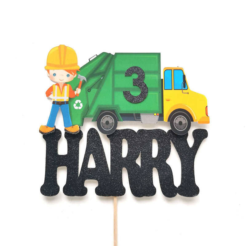 Personalised Recycling Rubbish Truck Cake topper
