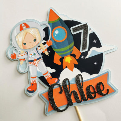 Personalised Girl Space Astronaut Cake topper