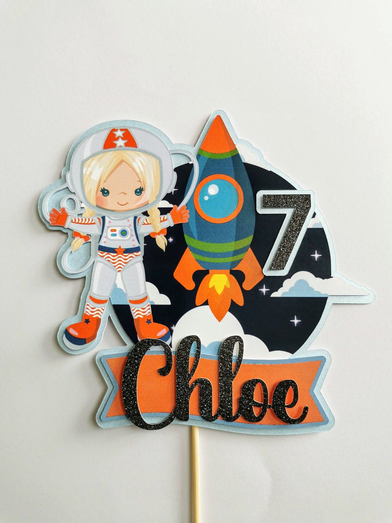 Personalised Girl Space Astronaut Cake topper