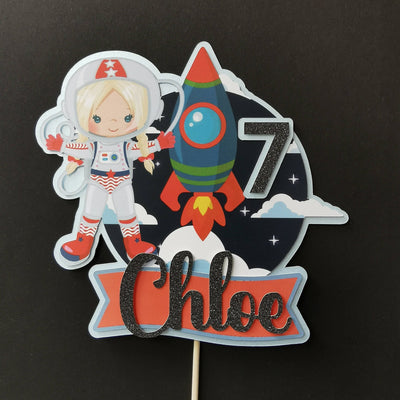 Personalised Girl Space Astronaut Cake topper