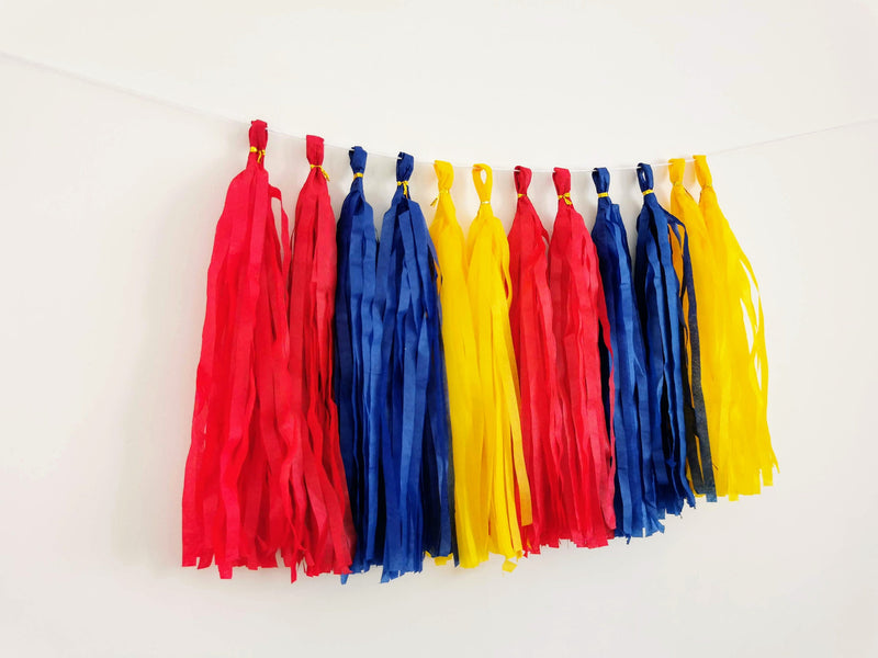 Superhero themed paper tassels