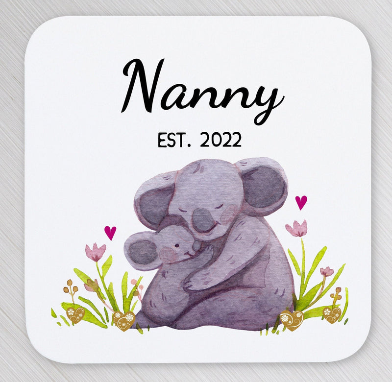 Personalised koala nanny coaster