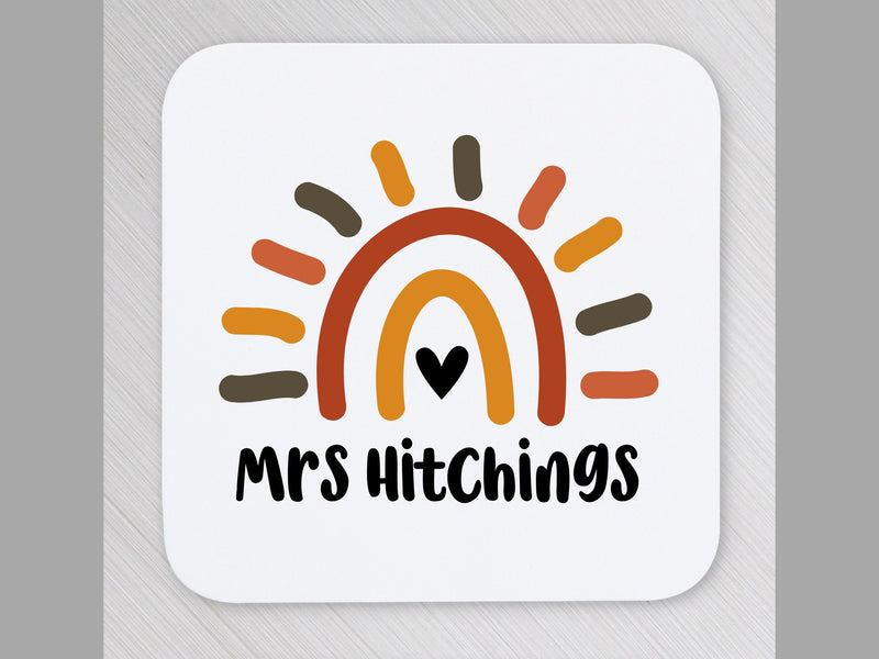 Personalised boho coaster for teacher